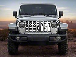 ZKD Customs Grille Insert; Offroad Vehicle Climbing Black and White American Flag (18-24 Jeep Wrangler JL)