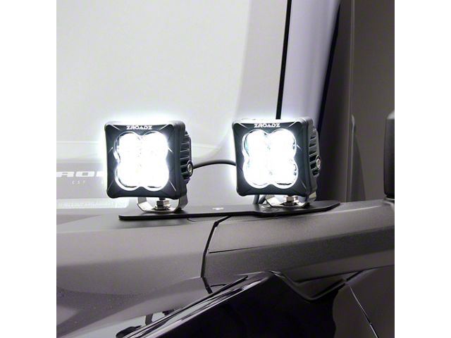 ZRoadz 3-Inch White LED Pod Lights with Dual A-Pillar Mounting Brackets (21-24 Bronco)