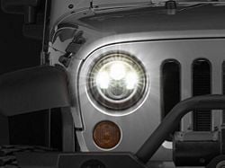 Raxiom Axial Series LED Halo Headlights with DRL and Amber Turn Signals; Black Housing; Clear Lens (97-18 Jeep Wrangler TJ & JK)