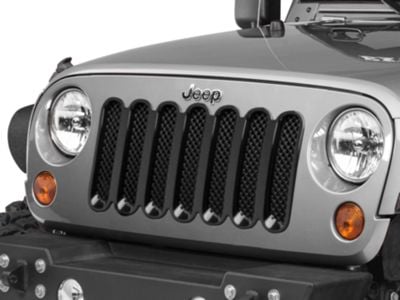 Jeep Wrangler 1-Piece Mesh Grille Insert; Black (07-18 Jeep Wrangler JK)