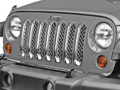 Jeep Wrangler 7-Piece Mesh Grille Insert; Chrome (07-18 Jeep Wrangler ...