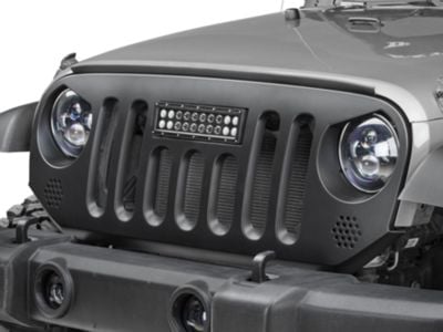 Deegan 38 Jeep Wrangler Grille w/ 10 in. LED Light Bar J130676 (07-18 ...