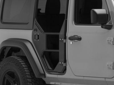 Fab Fours Jeep Wrangler Full Surround Rear Tube Doors; Matte Black 