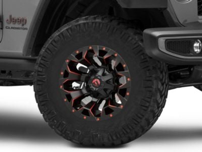 Fuel Wheels Assault Matte Black Red Milled Wheel; 17x9; 1mm Offset (20-25  Jeep Gladiator JT)