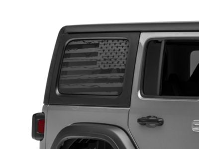 SEC10 Jeep Wrangler Distressed Flag Hard Top Window Decal; Matte Black ...