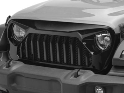 American Modified Jeep Wrangler Vader Grille with Mesh; Glossy Black ...