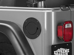 Rugged Ridge Non-Locking Fuel Door Cover; Black (97-06 Jeep Wrangler TJ)