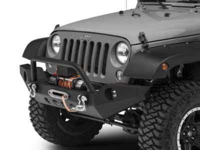 RedRock Jeep Wrangler Full Width Winch Front Bumper with Halogen Fog ...