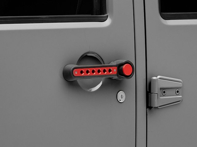 RedRock Billet Aluminum Door Handle Inserts; Red (07-18 Jeep Wrangler JK 4-Door)