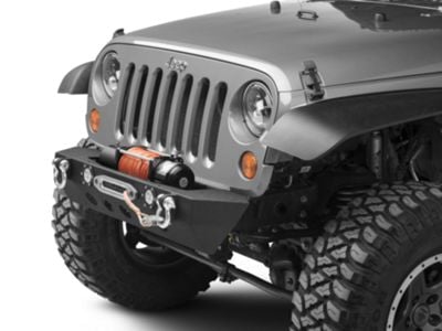 RedRock Jeep Wrangler Stubby Winch Front Bumper with LED Fog Lights ...