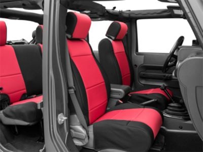 Rugged Ridge Jeep Wrangler Front and Rear Seat Covers; Black/Red ...