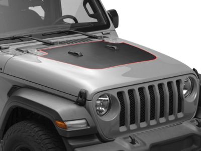 SEC10 Jeep Wrangler Hood Decal; Black/Red Carbon Fiber J187882 (18-24 ...