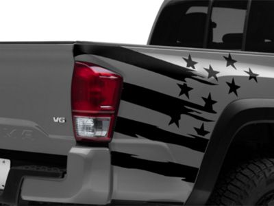 SEC10 Tacoma Rear Bed Flag Decal; Gloss Black TT47514 (16-23 Tacoma ...