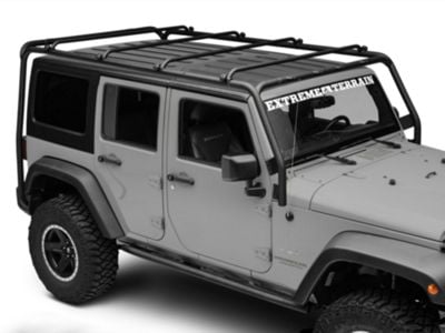 Smittybilt Jeep Wrangler SRC Roof Rack; Textured Black 76717 (07-18 ...