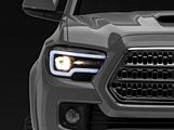 Sequential Turn Signal Projector Headlights with Amber Corners; Black Housing; Clear Lens (16-20 Tacoma w/ Factory Halogen Headlights & w/o LED DRL)