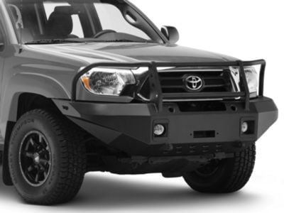 Tacoma Winch Front Bumper with Brush Guard and D-Ring Mounts; Black (12 ...